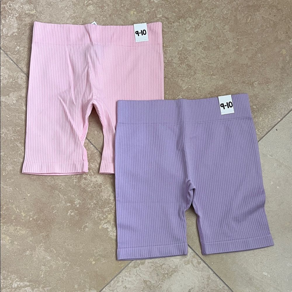 Kids Ribbed Biker Shorts bundle - Pink and Purple